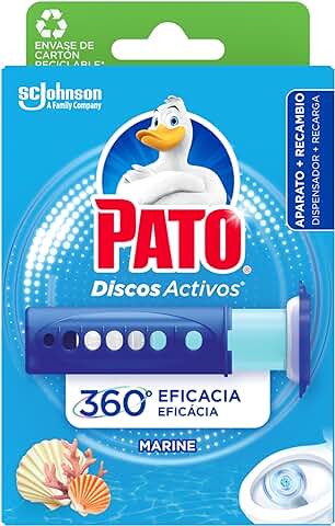 Pato Discos Activos Marine - Aplicador WC con Recambio (6 Discos) - Limpia y Desinfecta el Inodoro  