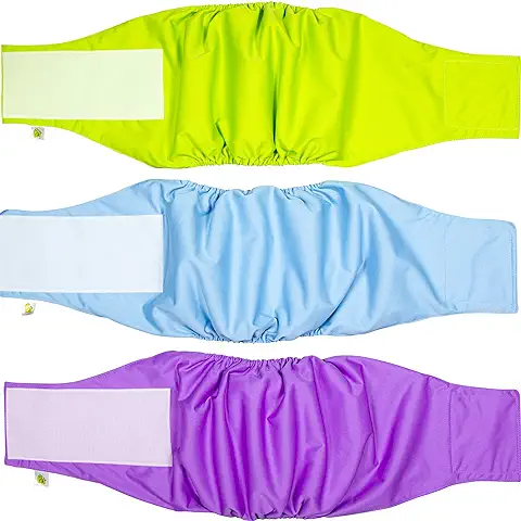 PET MAGASIN Pañales para Perro Cubre Panza Lavables [Juego de 3 Piezas] Pañales Reutilizables y Amigables con el Medio Ambiente (Solid, L)  