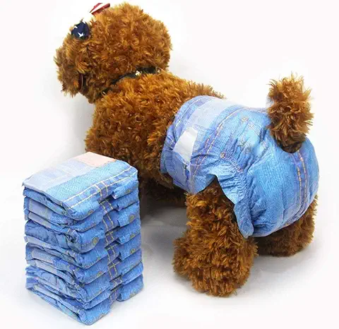 Pet Soft Pañales Suaves para Mascotas, Vaqueros Superabsorbentes, Pañales Desechables para Mascotas, Estilo de Vaquero, Pañales para Perro, 3 Bolsas, 24 Unidades (M 24count)  
