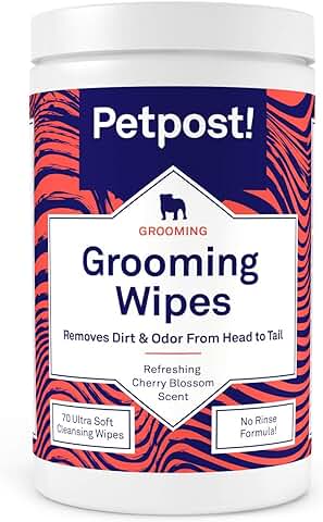 Petpost | Toallitas Limpiadoras para Perros - Toallitas Grandes y Perfumadas con Aroma a Flor de Cerezo - 70 Almohadillas de Algodón Ultra Suave en Solución Limpiadora (Flor de Cerezo)
