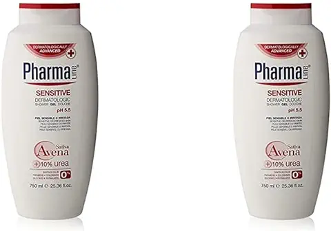PHARMALINE Gel de Baño piel Sensible o Irritada Sensitive 750ml con Avena Sativa y urea - Sin Siliconas, Parabenos ni Sulfatos. (Paquete de 2)  