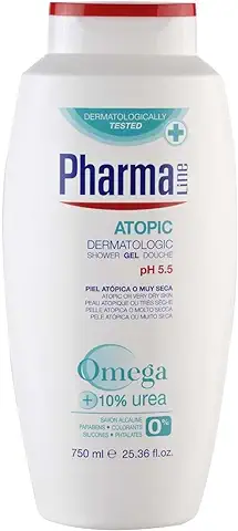 PharmaLine - Gel piel Atópica 750 ml - Gel Dermatologic Atopic - Piel Atópica, Piel muy seca o Piel Sensible - Gel de Ducha - Cuidado de la Piel- Gel de Baño - Para toda la Familia [Paquete de 3]  