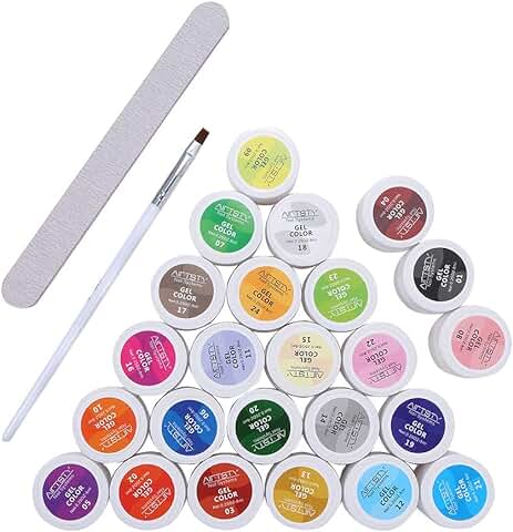 Pintauñas Gel,Anself 5ml 24 Colors Moda Femenina Uña de Pegamento de Fototerapia Lámpara UV/Led Esmalte de Uñas Kit de Herramientas  