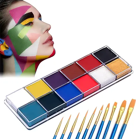 Pintura Corporal y Facial, Pinturas Cara para Niños, Pintura Facial y Corporal, Pintura Cara Niños, 12 Colores Seguridad No Tóxica Pintacaras Infantil, Para Niños Art Show Fiesta De Halloween Cosplay  