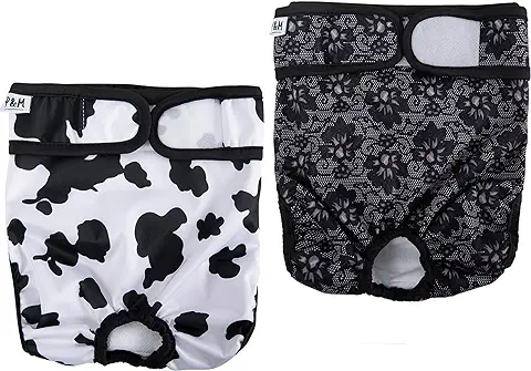 Pippa & Max | Paquete de 2 Pañales Reutilizables para Perros | Lavables, Altamente Absorbentes y Ajustables | Pañales Femeninos para Período y Calor | Bragas Sanitarias Ecológicas para Mascotas | (L -  