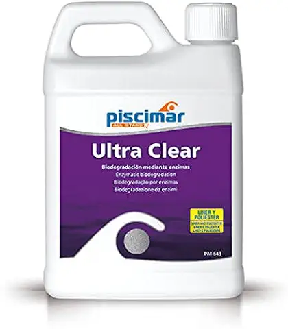 Piscimar PM-643 Ultra Clear: Coagulante Enzimático Especial para Recuperación Rápida de Aguas Verdes o Aguas Muy Sucias. Botella 1,1 Kg.  