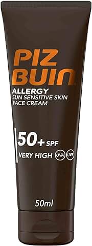 Piz Buin Allergy Protector Solar Facial SPF 50, Protección muy Alta Para Pieles Sensibles, Crema para la Cara, Protección UVA/UVB, Rápida Absorbción, 50 ml (Paquete de 1)  