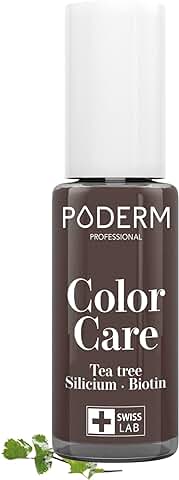 PODERM - ESMALTE DE UÑAS TEA TREE PARA HONGOS DE UÑAS - COLOR MARRÓN - TRATAR LAS UÑAS AMARILLAS/DAÑADAS - Esmastas-cuidado - Previene y Trata HONGOS - CUIDADO 2 IN 1 - FÓRMULA ÚNICA - Hecho en Suiza  