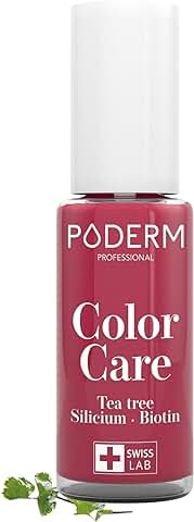 PODERM - ESMALTE DE UÑAS TEA TREE PARA HONGOS DE UÑAS - ROJO ROSA - TRATAR LAS UÑAS AMARILLAS/DAÑADAS - Esmastas-cuidado - Previene y Trata HONGOS - CUIDADO 2 IN 1 - FÓRMULA ÚNICA - Hecho en Suiza  