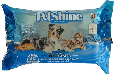 PORRINI Toallitas Higiene para Perro y Gato, Agua Fresca  
