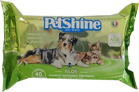 PORRINI Toallitas Higiene para Perro y Gato, Aloe Vera  