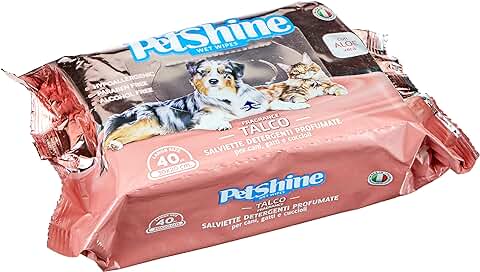 PORRINI Toallitas Higiene para Perro y Gato, Talco Aloe  