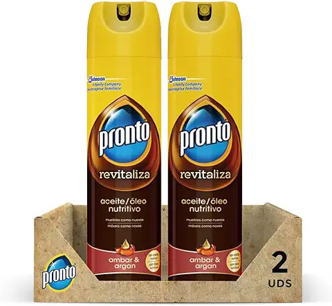 Pronto Revitaliza Aerosol para Muebles con Aceites Nutritivos, Antipolvo y Abrillantador, Packs de 2 Uds x 300 ml  