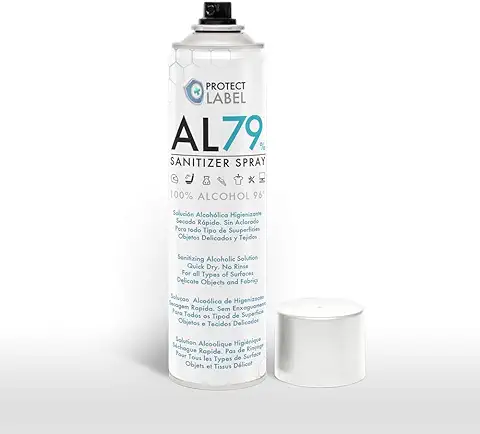 PROTECT LABEL Hidroalcohol Spray Higienizante Manos Y Superficies 79% Alcohol Aerosol Hidroalcohólico, 500ml., 1 Unidad  