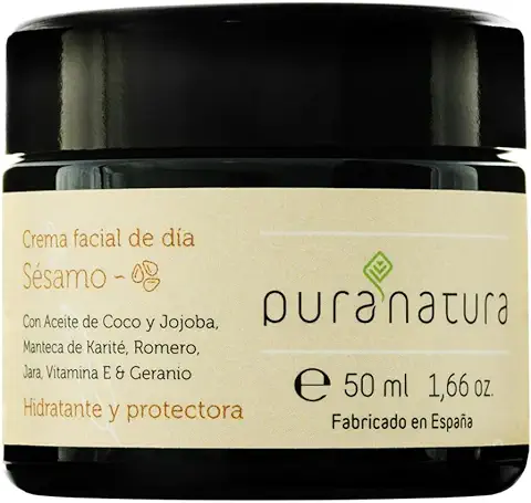 Puranatura- Crema Facial de día Hidratante Anti-Edad. Crema Orgánica Regeneradora para Cara. Crema Reparadora Vegana. Crema Facial Ecológica para Día. Hidratante Natural 50 ml  