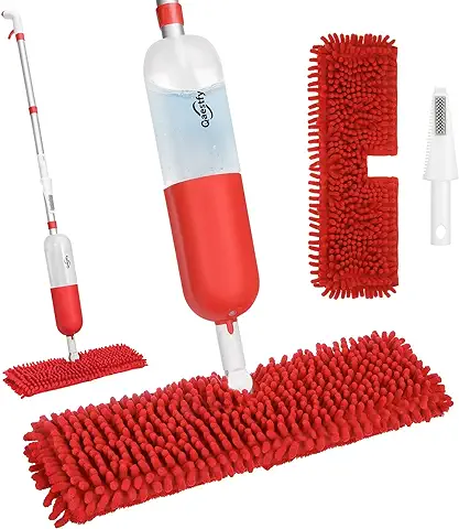 Qaestfy Mopa Fregona con Spray Pulverizador con 2 Doble Cara Reutilizable de Microfibra Spray Mop Mopas de Limpieza Suelos Fregona Botella 650ml  