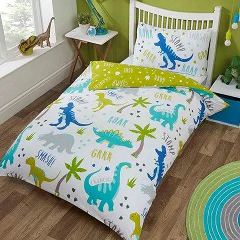 Rapport Roarsome Dinosaurio - Juego de Funda de Edredón Reversible, Individual, Kidz  