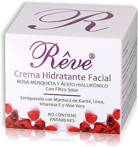 REVE Crema Hidratante Facial con Rosa Mosqueta, Vitamina E, Ácido Hialurónico, Fps15, Regeneradora Celular, Hombre y Mujer, Día y Noche - Cosmética de Calidad Sin Parabenes, Sin Alérgenos, 50 ml  
