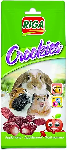 Riga - Crookies de Manzana - Galletas Crujientes para Conejos Enanos, Cobayas y Pequeños Roedores - Ricas en Vitaminas y Omega 3-50 g