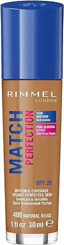 Rimmel London Match Perfection Foundation Base de Maquillaje Tono 400 Natural Beige - 30 ml  