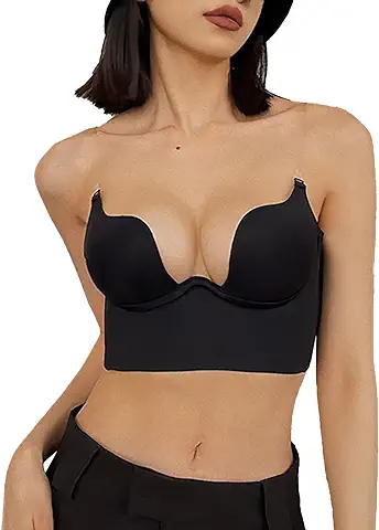 Riou Sujetador sin Anillo de Acero para Mujer Francesa Sujetador Invisible con Espalda Baja Descubierta Bralette Encaje U Profunda Ropa Interior Verano Ultrafino Brotes Hermosa Sujetador Top  