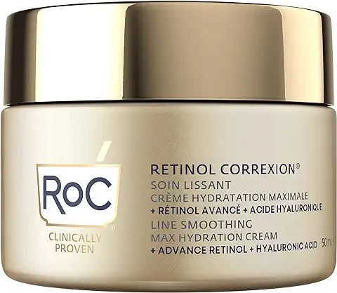 RoC - Retinol Correxion Line Suavizante Max Hidratación Diaria - Hidratante Facial Intensivo Antiarrugas y Antienvejecimiento - con Ácido Hialurónico - 50 ml  