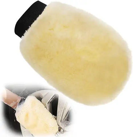 RosyFate Guantes de Lavado Coche, Guante de Lavado de Lana de Cordero, Guantes Coche Limpieza Lana, Muy Absorbente, Secado Rápido, para Cuidado Profesional del Coche  
