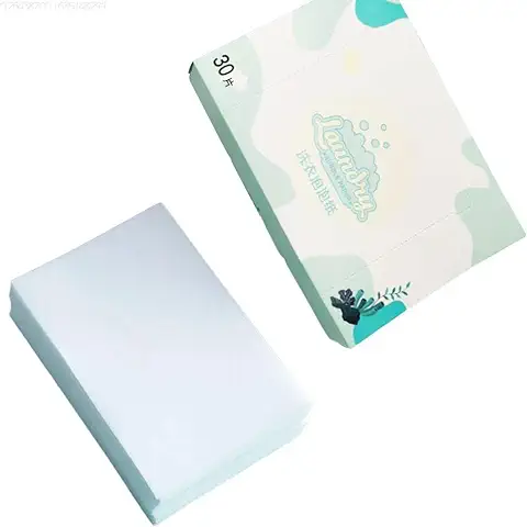Rvtkak Hojas de Detergente, 30 Piezas de Hojas de Detergente para ropa para Viajes en casa Hojas de Papel, Eco-tiras Biodegradables Ecológicas  