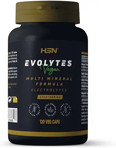 Sales Minerales Electrolitos en pastillas de HSN Evolytes | 120 Cápsulas Vegetales Sodio, Potasio, Calcio, Cloruro y Magnesio | No-GMO, Vegano, Sin Gluten