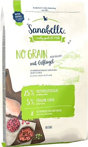 Sanabelle No Grain con las aves de Corral | Alimento seco para Gatos Nutricionalmente Sensibles | 10 kg (Paquete de 1)  