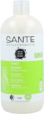 Sante Naturkosmetik Naturkosmetik - Gel de Ducha Orgánico de Piña y Lima, Tamaño Familiar de 500 ml, con Dispensador, Aroma Afrutado y Fresco, Vegano, sin Microplástico, para Mujeres y Hombres  