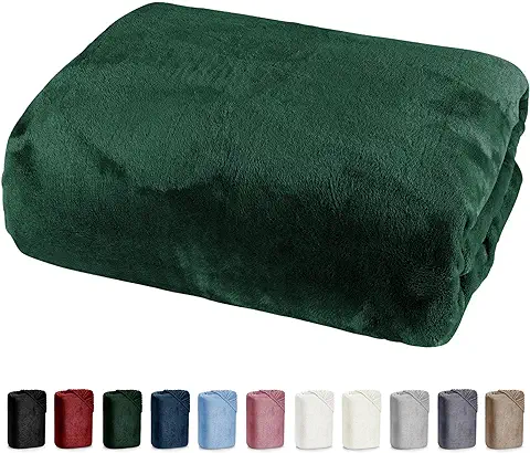 Sábana bajera ajustable de 150 x 200 cm, tacto de cachemira, muy suave, de invierno, de felpa Nicky Teddy tipo 585, certificado Öko-Tex, fácil de limpiar, verde abeto verde, para 140 x 200 a 160 x 200
