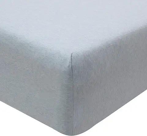 Sábanas Bajeras 100% Algodón, Sábanas de Jersey Melange, Plateadas, Individuales  