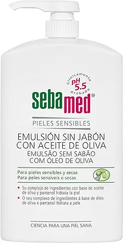 Sebamed Emulsión sin Jabón con Aceite de Oliva 1L - Gel de Baño para Pieles Secas Sensibles sin Jabón, Indicado para la Higiene Diaria  