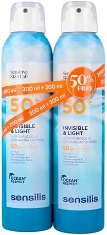 Sensilis - Body Spray SPF 50+ Invisible & Light, Fotoprotector Antiedad Invisible y Ligero con Vitamina E, Acabado Invisible con SPF 50+, para Pieles Sensibles - 2x200 ml  