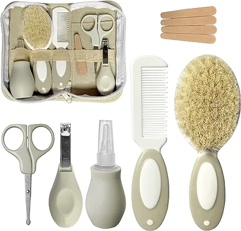 Set para Cuidado Bebe Recien Nacido, Kit de Aseo, Regalo: Cepillo Y Peine, Cortauñas, Cepillo De Dientes, Tijeras, Limas.  