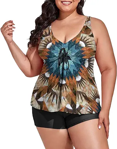 Sexy en Bikini,Vestido Playero Talla Grande,Tankini Trajes de Baño para Mujer 2 Piezas Swimderss Bikini Trajes de Baño Camiseta sin Mangas con Boyshorts Trajes de Baño Bañador Hombre  