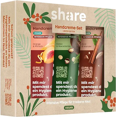 Share Set de Crema de Manos para Mujer, 3 Piezas, Tamaño de Viaje, Cremas de Manos con tres Fragancias Diferentes para Manos muy Secas, set de Regalo para Mujeres, Mamá, Novia  