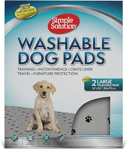 Simple Solution Almohadillas Lavables para Entrenamiento y Viaje, Almohadillas Reutilizables para Orina de Perro, Absorbentes y con Control de Olores XXL - Paquete de 2  