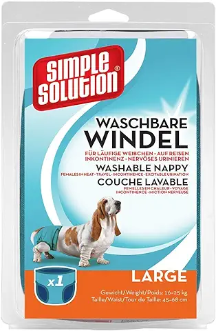 Simple Solution Pañales Reutilizables Lavables para Perras | Absorbentes con Ajuste a Prueba de Fugas | 1 Pañal Reutilizable por Paquete - Grande  