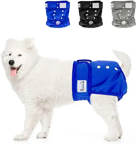 SlowTon Pañal para Perros Lavable, Paquete de 3 Pañales para Perros a Prueba de Fugas, Cómodo y con Broches Ajustables, Pañales para Perros Reutilizables para Periodos de Calor y Micción Incontrolada  