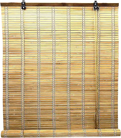 Solagua Estor de Bambú Enrollable para Ventana y Puerta | 14 Medidas Estores 100% Bamboo | Cortina Persiana de Madera Incluye Accesorios (110 x 175 cm, Roble)  
