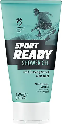 SPORT READY Gel de Ducha - Refresca tras el Entrenamiento, con Extracto de Ginseng y Mentol (150 ml)  