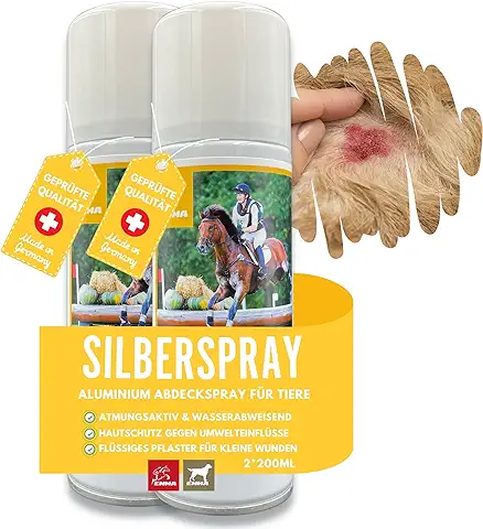 Spray de Plata para Caballos I Spray Protector de Heridas para Animales I Spray de Plata para Perros y Gatos I Spray de Plata de Aluminio I Desinfección Yeso en Spray I Cuidado y Desinfección 2*200ml  