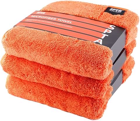 SPTA Toalla de Limpieza de Microfibra, 3 Piezas 1200GSM Microfibra Coche Limpieza Paños Coche Secado Toalla Coche Lavado Limpieza Auto Detallando Cocina Limpieza Paños Cera -40x40cm -SPMF120MIX  