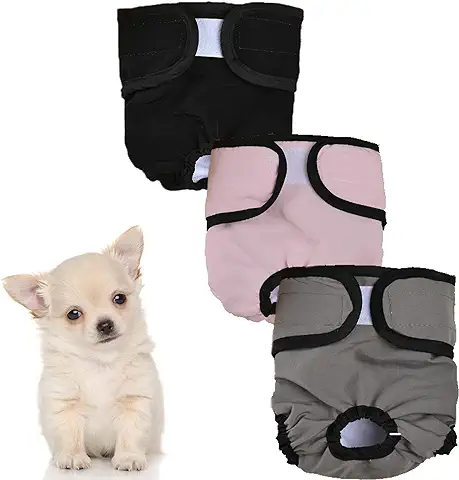 SQAQS Pañales Reutilizables para Perros [Paquete de 3] Pañales Sanitarios para Mascotas, Lavables a Máquina y Ecológicos,Pañales para Perros Hembra,Pañales para Perros(S)  
