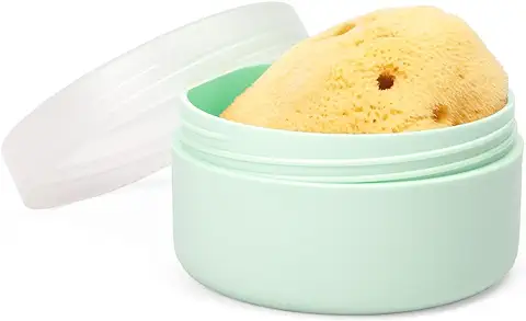 Suavinex, Esponja Bebé Recién Nacido, Esponja 100% Natural para Bebé, Apta Pieles Sensibles, Esponja Marina, Esponja de Baño Muy Suave y Absorbente, con Estuche Canastilla para Guardar. Amarillo  