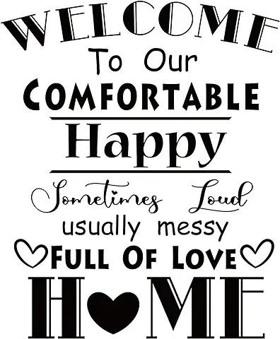 SUPERDANT Bienvenido A Nuestro Hogar Lleno de Amor Dulce Familia Pegatinas de Pared con Citas Vinilo Lindo Calcomanías Inspiradoras de Arte En la Pared para la Puerta Principal 44x32 cm  