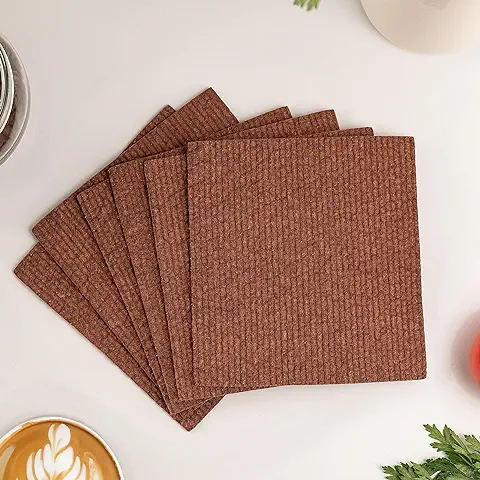 SUPERSCANDI | Bayeta Sueca Super Absorbente, Reutilizable Y Ecologica | Paños De Cocina Biodegradables De Celulosa Y Algodón | Bayeta Cocina | Trapo Cocina, Limpieza | Pack x6 Marrón  