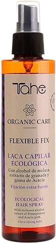 Tahe Organic Care Laca Capilar Ecológica Flexible Fix Anti-humedad y sin Dejar Residuos, 200 ml (Fuerte)  